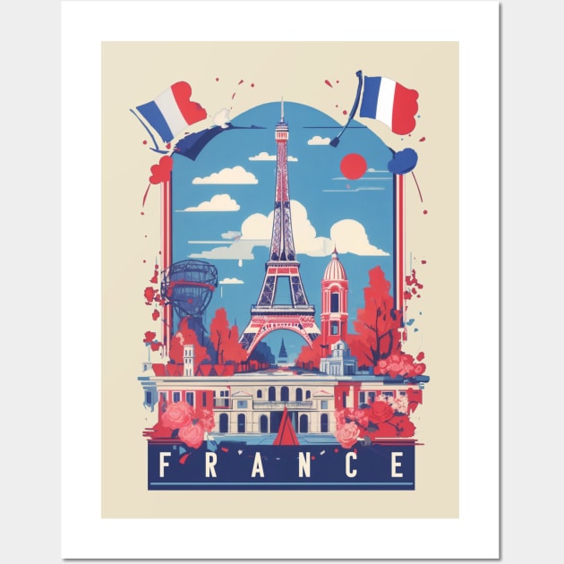 Vintage Travel France Design Wall Art by huefinder